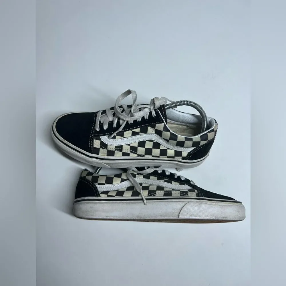 Vans Black & White Checkerboard Low Top Skate Tennis Shoes Size 7 M/ 8,5 W